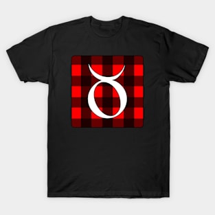 Taurus Zodiac Horoscope Buffalo Plaid Square Monogram T-Shirt